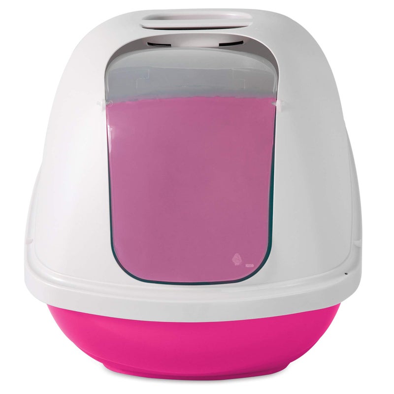 Petmate Basic Hooded Cat Litter Pan, Large, Pink and White, Made in USA - Image 2